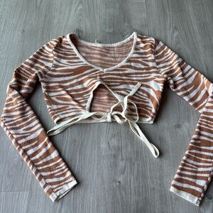 Striped Brown and Cream Women's Top
